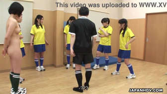 Asian students getting toy pounded during gym
